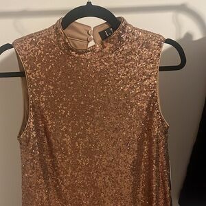 NWT Lulu’s Bronze Sparkly formal long dress